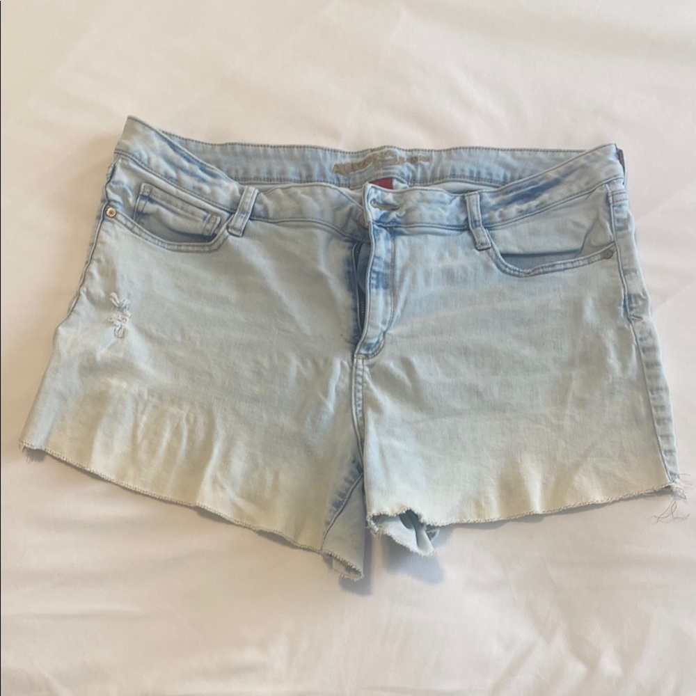 Arizona Light Blue/Faded Jean Shorts with Raw Hems